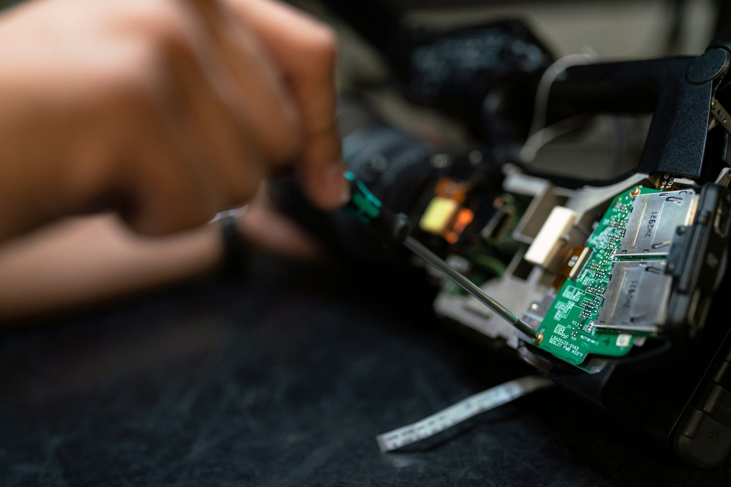 Technician performing electrical testing